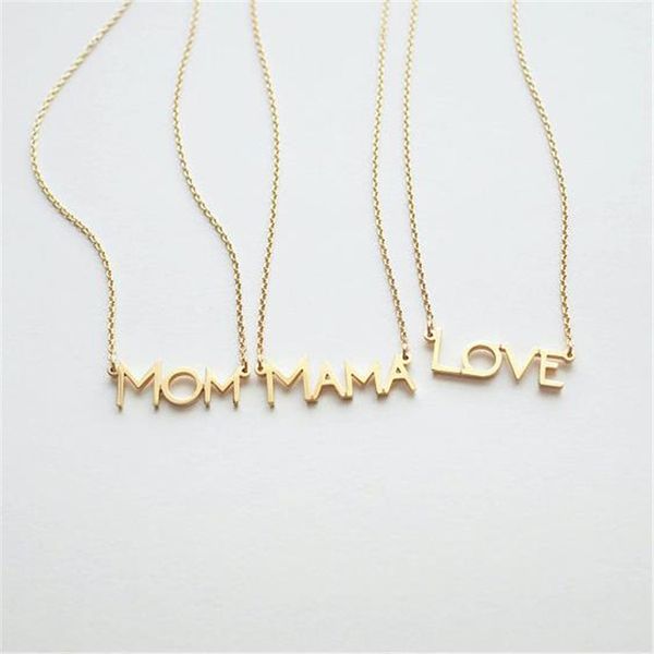 

gold color chain simple letter necklace mom "love" "mama" tag pendant necklaces for mother gril gift infinity love famil, Golden;silver