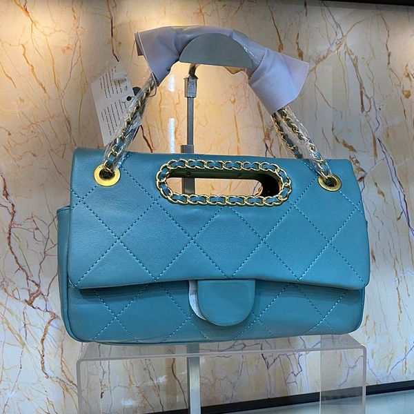

new spft women sheepskin crossbody handbag ladies check shoulder handbag fashion chain wallet mouth cover bag