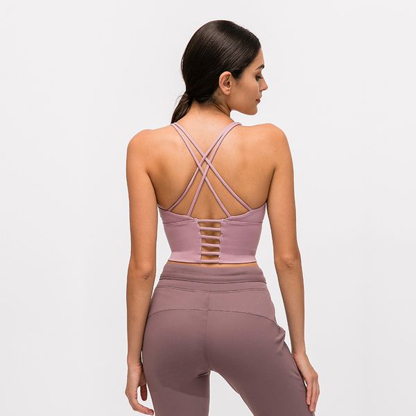 

gym clothing seamless gymwear solid color thin shoulder women bra sports underwear yoga clothes female backless fitness vest small strap, White;black
