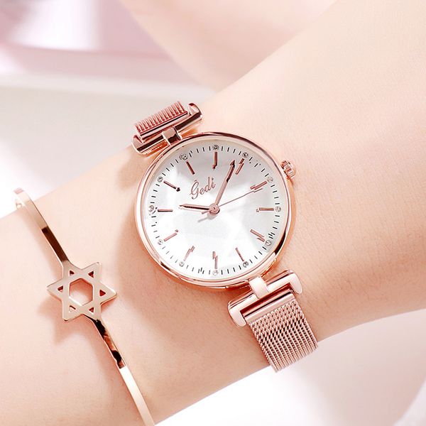

new arrivals gedi fashion fashion diamond set womens watch elegant simple casual quartz womens watch waterproof mesh belt womens watch f, Slivery;brown