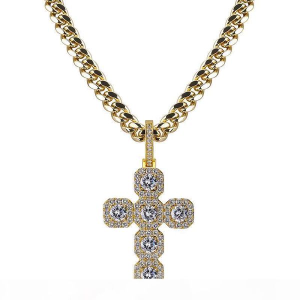 

iced out крест кулон мужчины 14k золото цепочки bling цирконий хип-хоп ювелирных изделий mens ожерелье hiphop, Silver