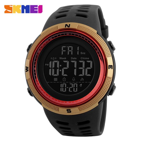 

skmei men watches sports countdown gold watch men alarm chrono digital wristwatches waterproof relogio masculino montre hommes, Slivery;brown