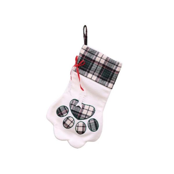 

dog 's pet plaid animal shape christmas stocking candy gifts bag christmas tree decoration