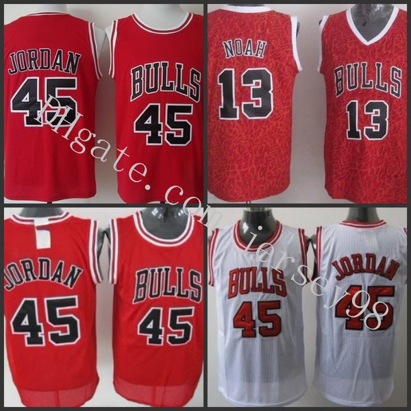 

chicago bulls black#13 joakim noah #45 michael jor dan red white nba men red jersey, Black
