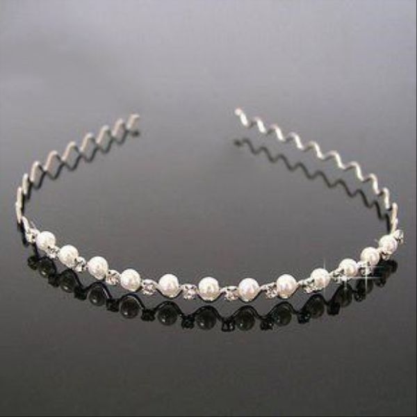 

штук 5 люкс с диадемы прибытие новый оголовье wedding pearl кристалл ювелирная мода bdegarden sdjcl, Silver