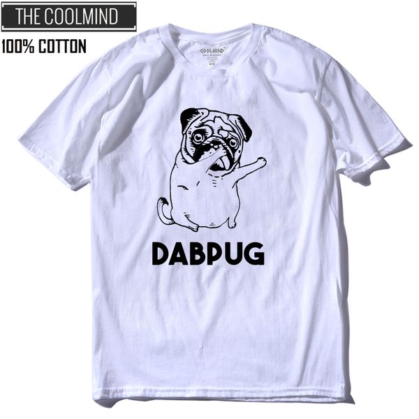 

coolmind da0118a 100% cotton loose lovely dab pug print men tshirt casual short sleeve mens t shirt tee shirts summer t-shirt