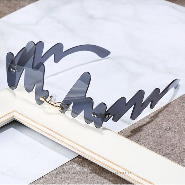 

funny sunglasses n shaped wave eyewear irregular sun glasses women integrated eyeglasses 6 colors wholesale, White;black