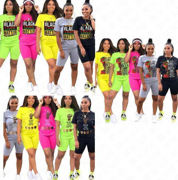 

black lives matter women tracksuit short sleeve pullover t-shirt and shorts sets letters tshirt sportwear casual two piece outfits d61903, Gray