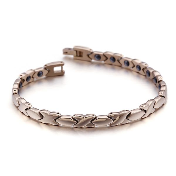 

classic glossy gold business men's health titanium steel bracelet, Black