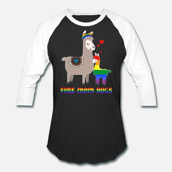 

mom hugs cute llama lgbt rainbow gay pride t shirt men printing cotton euro size s-3xl natural interesting funny spring trend shirt