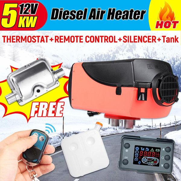 

12v 5000w lcd monitor air diesels fuel heater single hole 5kw 10l tank remote control for trucks boats bus car trailer heater