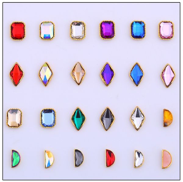 

10pcs rhombus/diamond shaped crystal rhinestones 18 styles ab crystal flat-back rhombus shaped nail charms , nail jewelry,324-3, Silver;gold