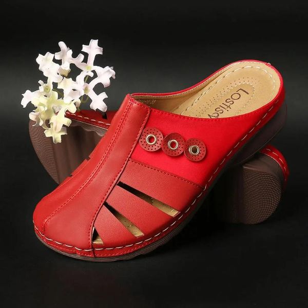 

puimentiua women summer slippers soft pu leather shoes casual round toe wedges ladies slippers slide platform female shoes, Black