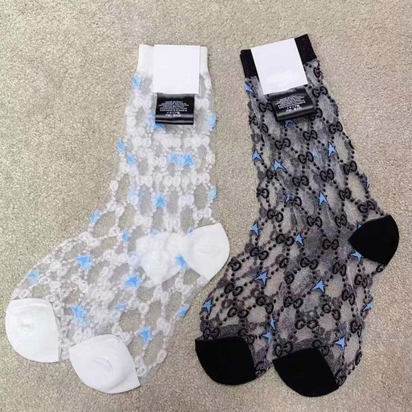 

fashion women socks 2020 new stylish breathable socks fashion women hose 2-colorer selected black white