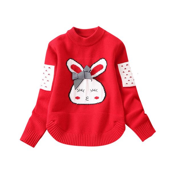

children sweaters autumn winter girls cartoon rabbit plus velvet thickening warm sweater cute kids long sleeve knitted clothes, Blue