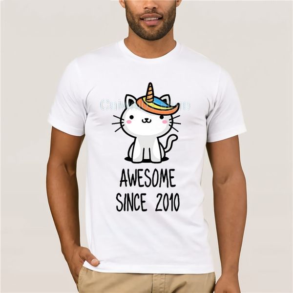 

cotton fashion 2019 trend t-shirt funny cute caticorn awesome since 2010 8th birthday t shirt gift fashion mens t shirt