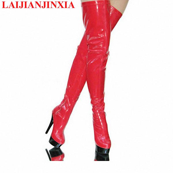 

laijianjinxia over knee boots women boots 15cm super high woman high heels botas winter thigh 35-46, Black
