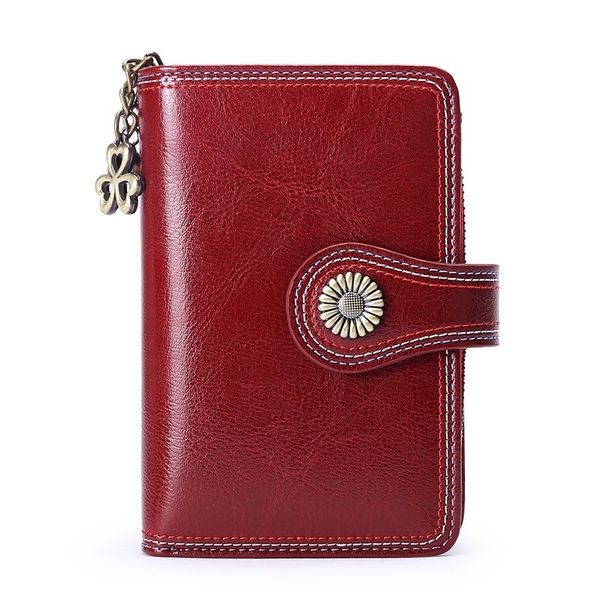 

small purse women wallets cow leather short wallet female fashion brand design wallet coin purse mini wallet, Red;black