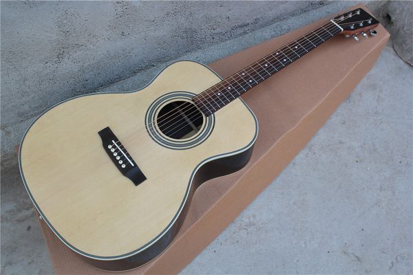 

factory custom natural wood color 41 inch 00028 acoustic guitar with solid,rosewood fretboard,dots fret inlay,can be customized