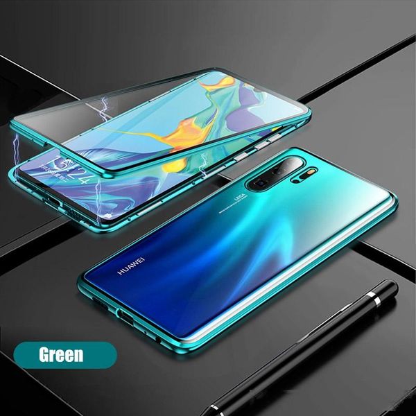 

360 magenti adsorption metal case for huawei p20 p30 mate 10 20 30 pro honor 10 lite v10 v20 v30 20i note 10 glass cover screen