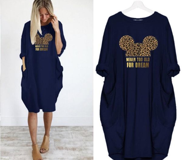 

dress women printing pocket loose dresses vintage fall maxi clothes party casual dresses woman plus size leopard dress mx200518, Black;gray