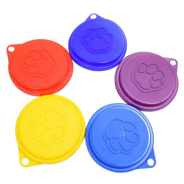 

cat bowls & feeders 2 pcs reusable pet dog can tin covers with print fresh plastic lid caps-random color