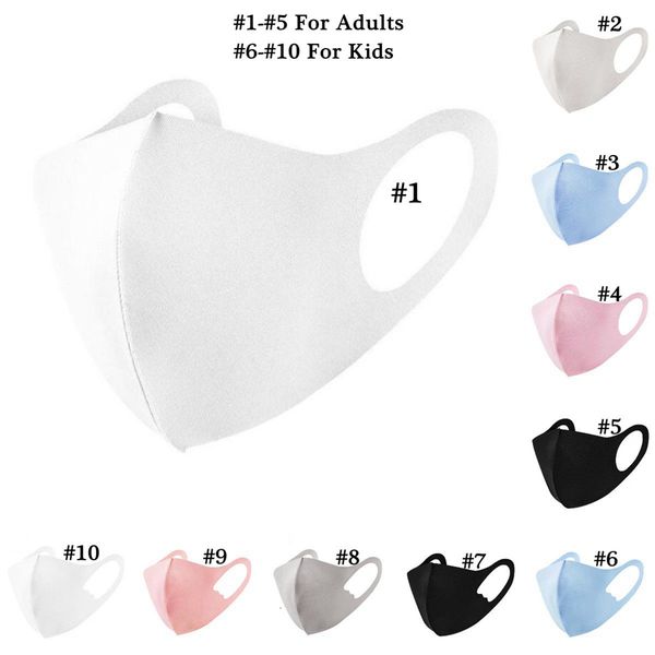 

silk mask kids adults dustproof washable reusable ice mouth cover outdoor sports face masks with opp bag package ooa8176