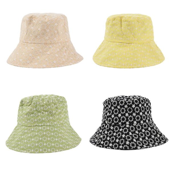

women wide brim bucket hat embroidery floral sunscreen packable fisherman cap q0ke, Blue;gray