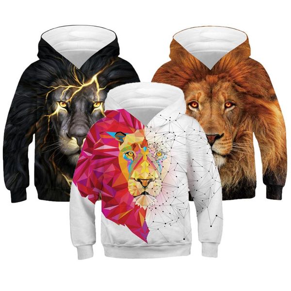 

3-12 years 3d print lion boys hoodies teens autumn hooded sweatshirt for boys kids clothes long sleeve pullover, Blue;gray