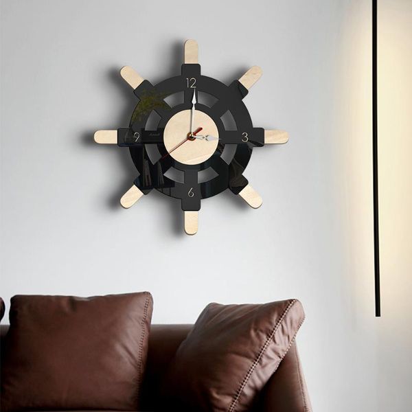 

new wall clock nordic creative personality rudder wall clock living room characteristic art retro watch