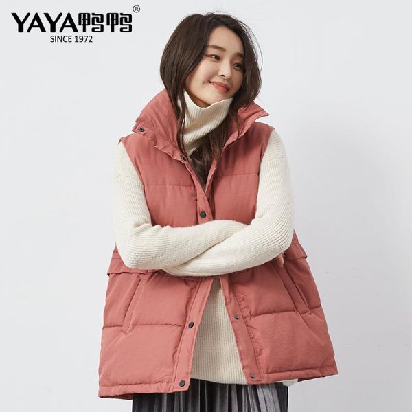 

yaya 2020 новых женщин осень зима вниз жилеты вниз куртка дамы повседневный полупальто женский жилет пальто, Black