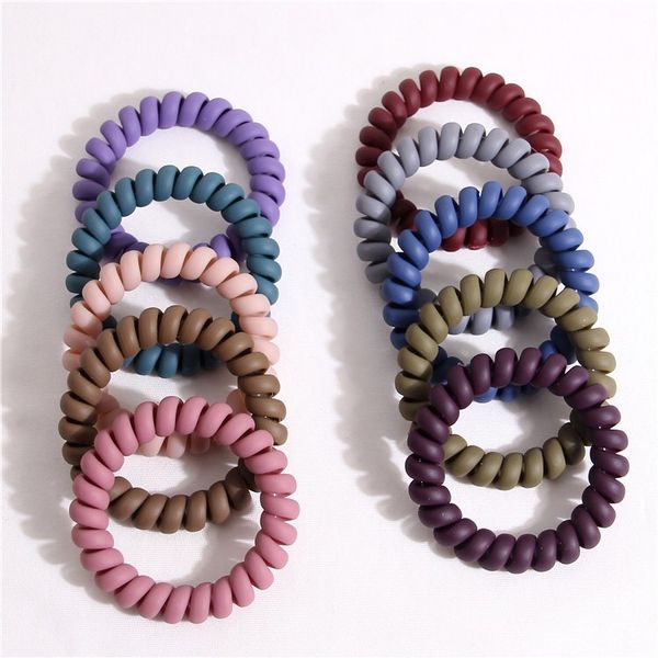 

wholesale make up telephone wire hair ties 10 pcs rubber resin colorful hair bands for women girls matt color