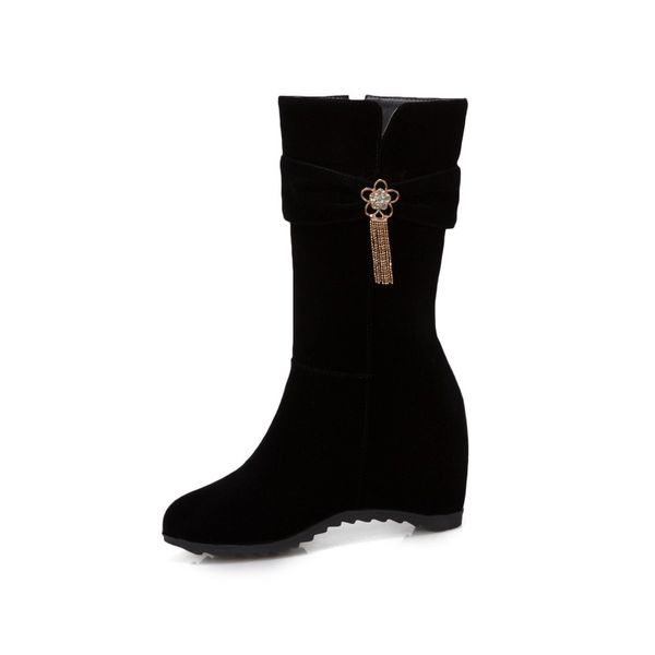 

boots big size personalized decoration women woman winter shoes botas, Black