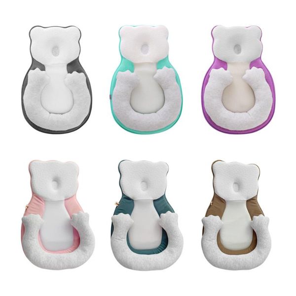 

cartoon baby head shaping pillow portable baby cribs anti roll memory foam sleeping cushion household infants sleep care props