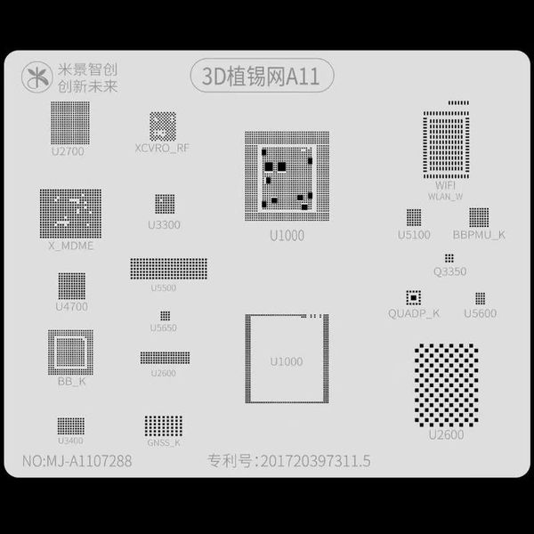 

professional hand tool sets mj 3d bga reballing stencil template groove a8/a9/a10/a11/a12/a13 for 6-12 pro max cpu planting tin solde