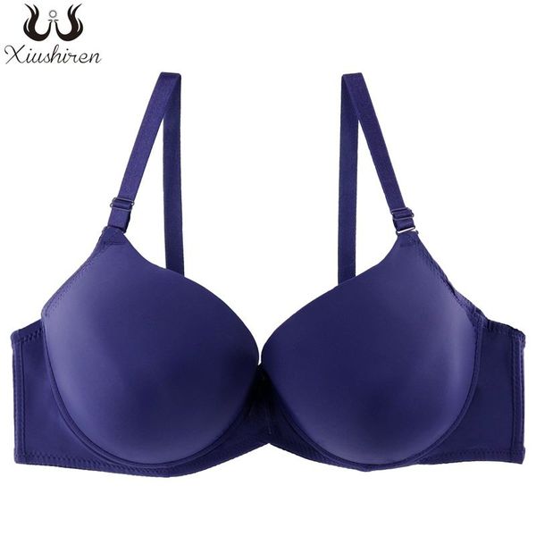 

xiushiren plus cup push up seamless bra adjustable bras femme brassiere solid women underwear plus size 95e-120f, Red;black