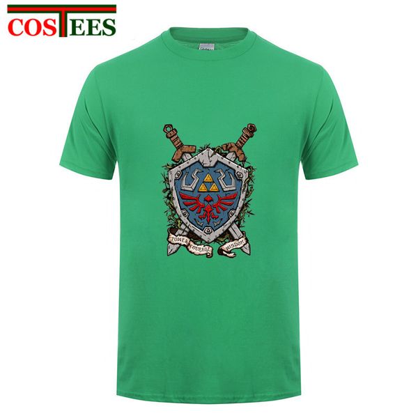 

streetwear apparel the legend of zelda t shirt men hyrule shield t-shirt power courage wisdom tshirt hipster tees camisetas