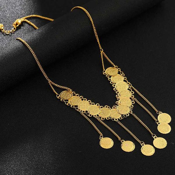 

fashionable tassel style antique coin chains necklaces for middle east arab women gold coin jewelry gift, Silver