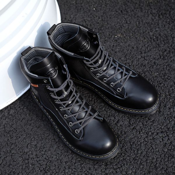 

boots high men breathable pu lace up safety casual shoes black desert combat ankle army boot mens tooling booties