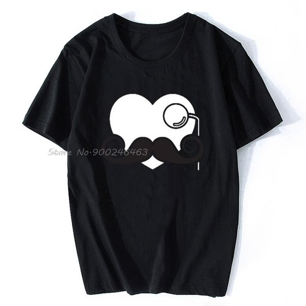 

men t-shirt valentine day gift hipster heart w monocle mustache tshirt women t shirt cotton tees hip hop harajuku streetwear