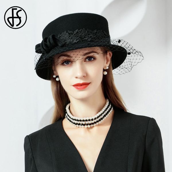 

fs winter black hats for women wool felt hat wide brim fedora vintage bowler cloche hats fashion 2020 sombrero mujer, Blue;gray