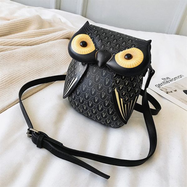 

brand owl shape shoulder bag mini messenger bag cute cartoon leather bags for girls crossbody phone bag