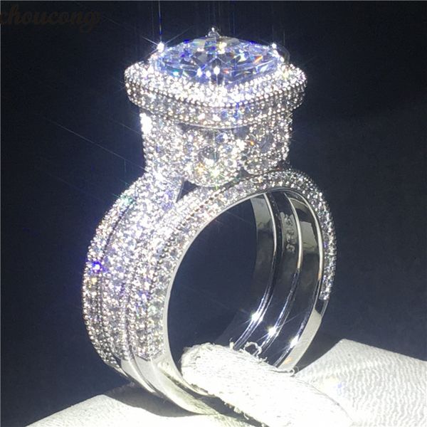 

choucong 3-in-1 vintage promise ring set 5a zircon cz 925 sterling silver engagement wedding band rings for women party jewelry