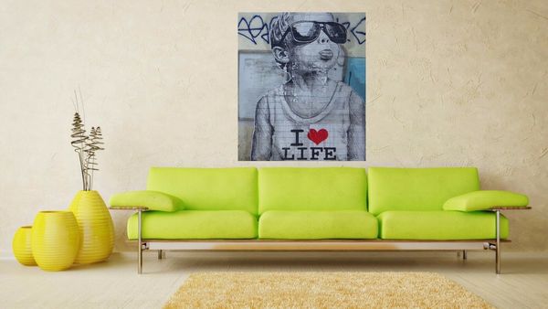 

banksy art works street art я люблю жизнь мальчика картина маслом на холсте стены искусства холст картинки для гостиной 200901