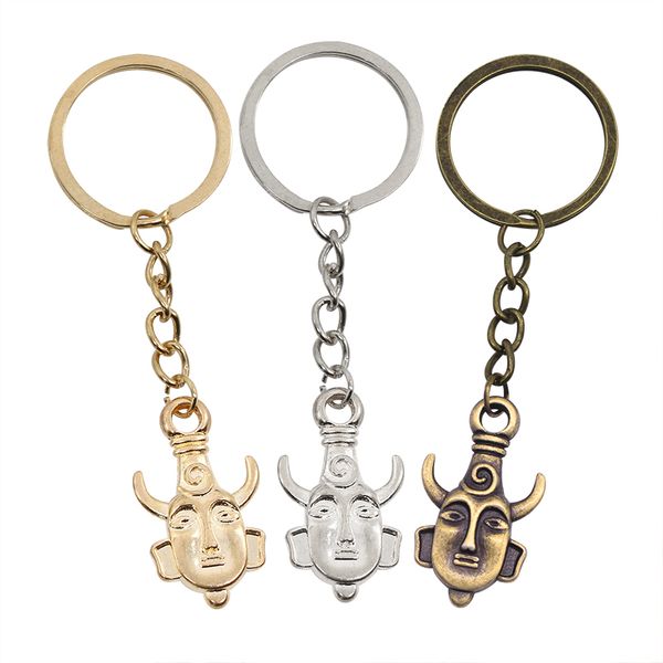 

classic anime movie keychain supernatural sided amulet buddha head gold bronze metal key chain jewelry gift drop shipping, Silver
