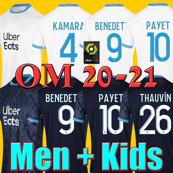 

olympique de marseille maillot om soccer jersey men kids kit 2021 maillot de foot 20 21 payet benedetto sakai kamara football shirt, Black