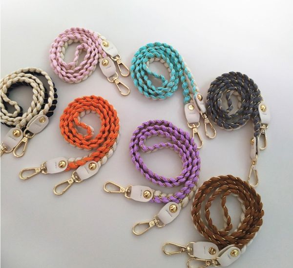 

candy color 80cm woven bag chain strap replacement for purse handbag shoulder bag strap handle multicolor velvet rope bag accessories, Black