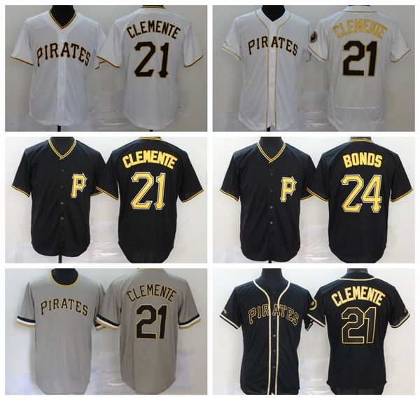 

men 2020 baseball 21 roberto clemente jersey 24 chris archer flexbase pullover cool base team color black white grey stitched high, Blue;black