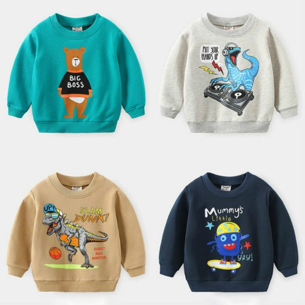 

boys pullover sweatshirts kids autumn winter fashion cartoon animal printed long sleeve hoodies boys casual selling, Black