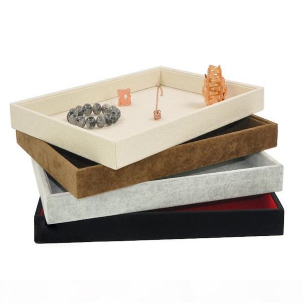 

black coffee grey velvet bangle bracelet display stand holder tray storage box linen earring rings necklace jewelry empty tray